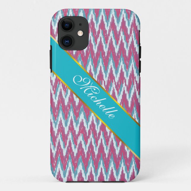 Personalize this Teal Glitter ZigZag  - Customized Case-Mate iPhone Case (Back)