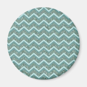 Personalize this Teal Glitter ZigZag Magnet