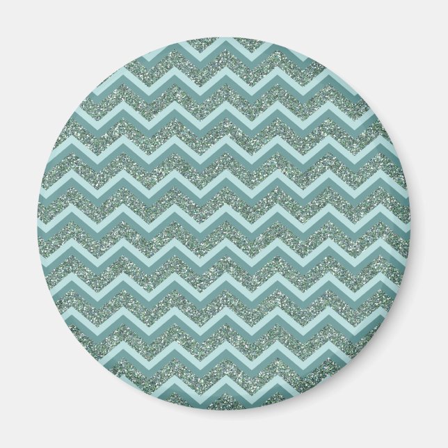 Personalize this Teal Glitter ZigZag Magnet (Front)
