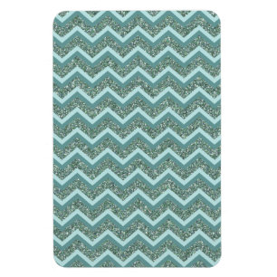 Personalize this Teal Glitter ZigZag Magnet