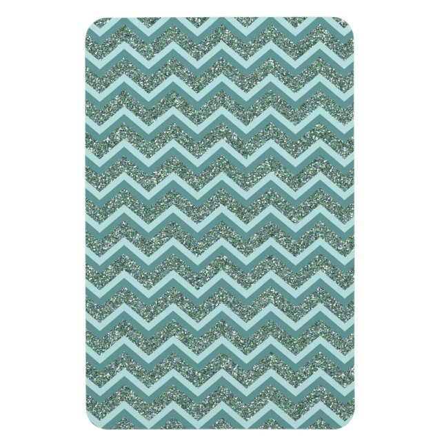 Personalize this Teal Glitter ZigZag Magnet (Vertical)