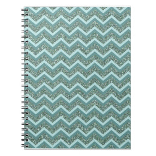 Personalize this Teal Glitter ZigZag Notebook