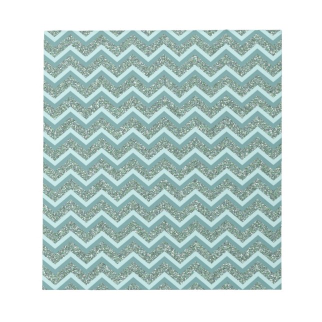 Personalize this Teal Glitter ZigZag Notepad (Front)