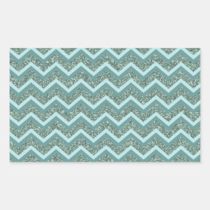 Personalize this Teal Glitter ZigZag Sticker