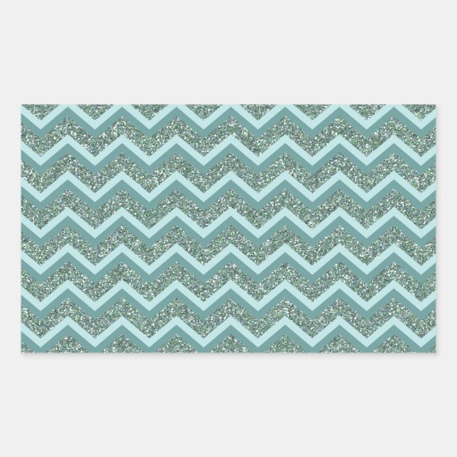 Personalize this Teal Glitter ZigZag Sticker (Front)