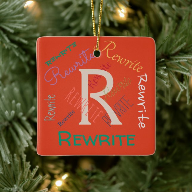 Personalize this template, family name, ceramic ornament (Tree)