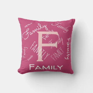 Personalize this template, MONOGRAM, FAMILY, NAME, Throw Pillow
