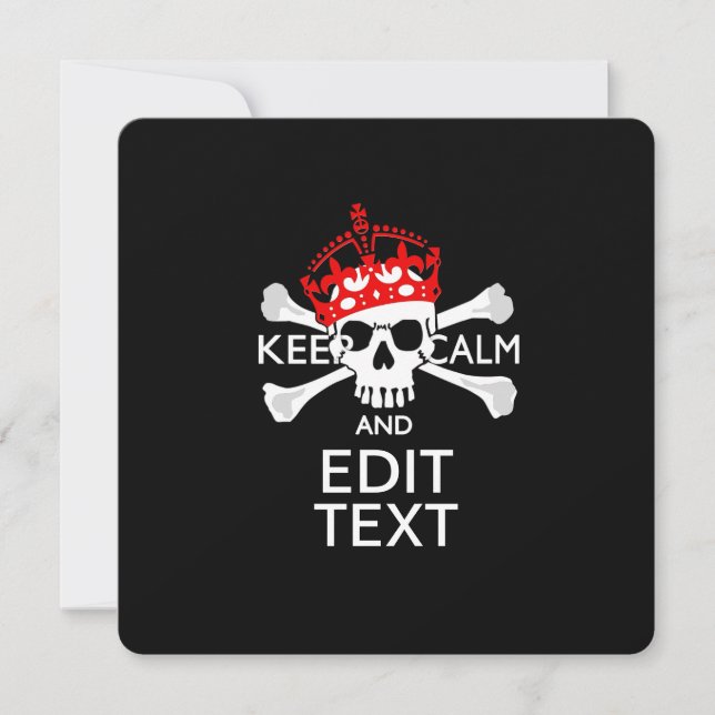 Personalize this Text Keep Calm Crossbones Skull (Front)
