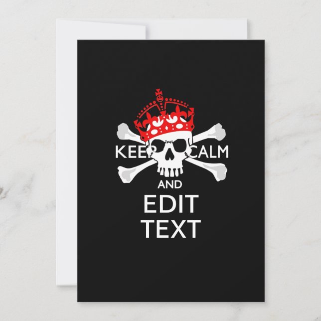 Personalize this Text Keep Calm Crossbones Skull (Front)