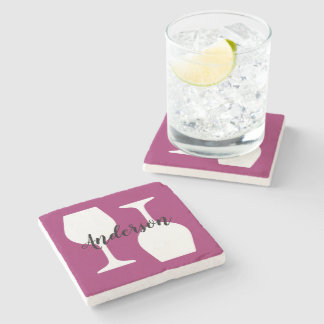 Personalize This Wine Pattern Stone Coaster