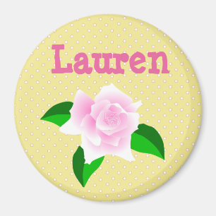 Personalize this Yellow Rose Dotted Name Magnet