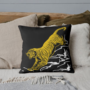 Personalize Tiger Print Safari Wildlife Cat Design Throw Pillow