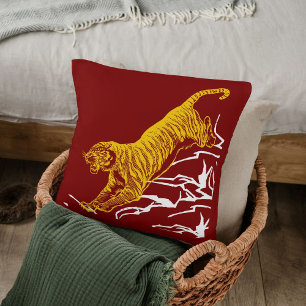 Personalize Tiger Print Safari Wildlife Cat Design Throw Pillow
