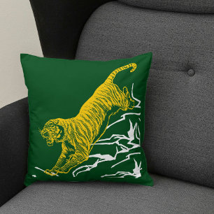 Personalize Tiger Print Safari Wildlife Cat Design Throw Pillow