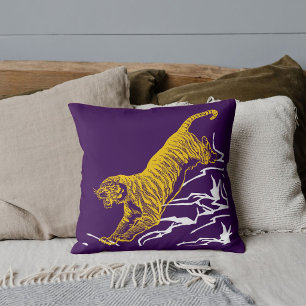 Personalize Tiger Print Safari Wildlife Cat Design Throw Pillow