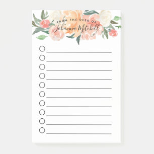 Personalize To Do List Watercolor Floral Check Box Post-it Notes