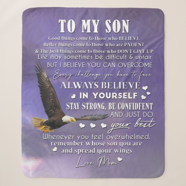 Personalize To My Son From Love Mom Gift Sherpa Blanket (Front)