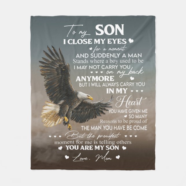 Personalize To My Son From Love Mom Gifts Fleece Blanket (Front)