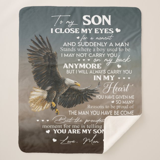 Personalize To My Son From Love Mom Gifts Sherpa Blanket (Front)