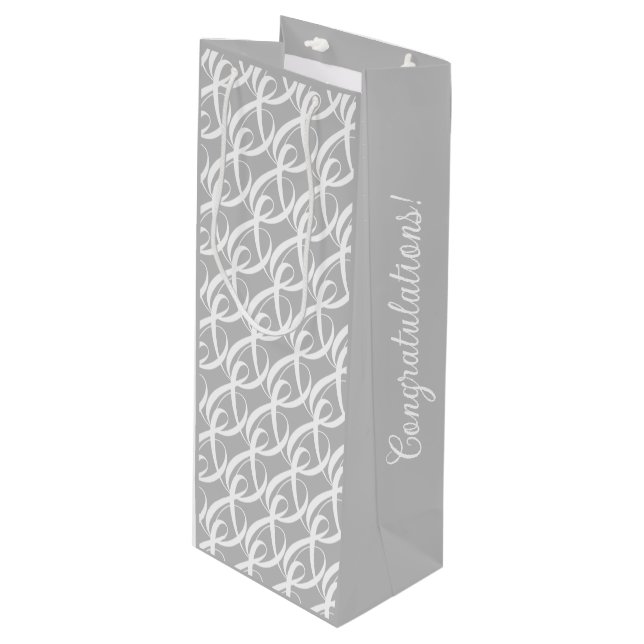 Personalize Togetherness Symbol on Silver Wedding Wine Gift Bag (Front Angled)