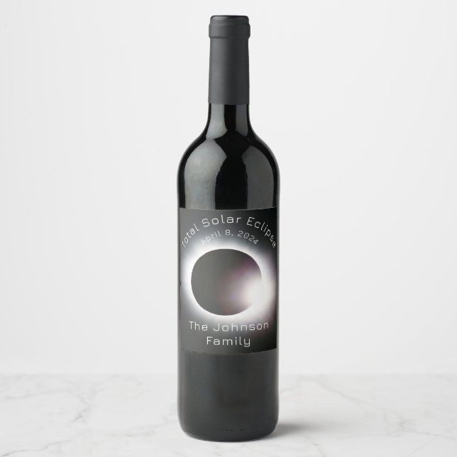 Personalize Total solar eclipse 2024 Wine Label (Front)