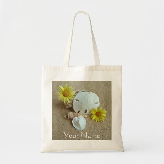 Personalize Tote Bag with Beach and Seashells (Front)