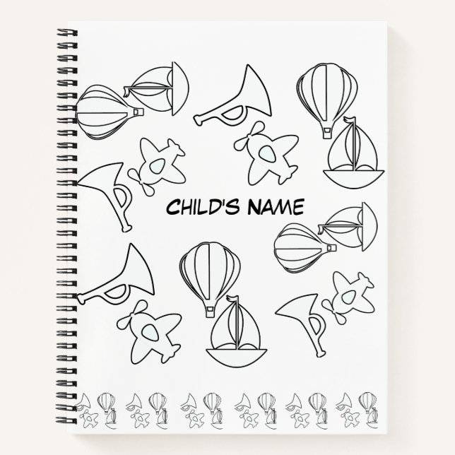 Personalize Toy Collection Kids White           Notebook (Front)