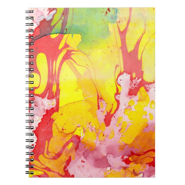 Personalize Trendy Modern Abstract Yellow Red  Notebook (Front)