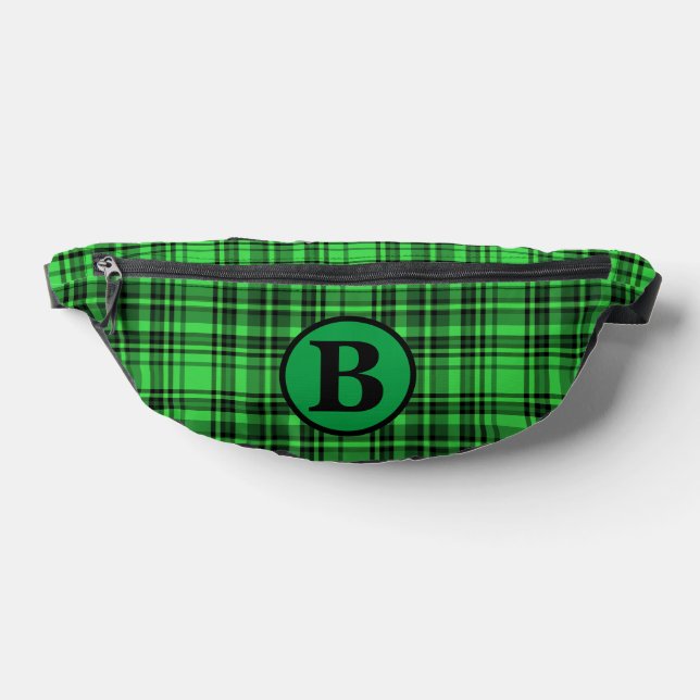 Personalize trendy Name Chequered Plaid Fanny Pack (Lay Down)