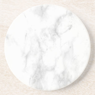 Personalize Trendy White Marble Elegant Template Coaster