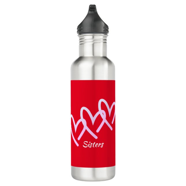 Personalize Triple Heart Red 710 Ml Water Bottle (Right)