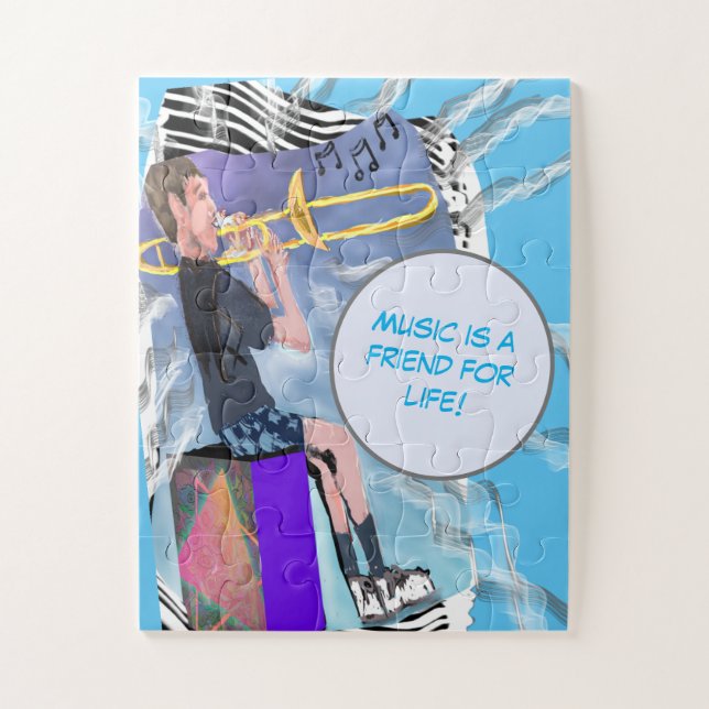 Personalize Trombone Music Is A Friend For Life! Jigsaw Puzzle (Vertical)