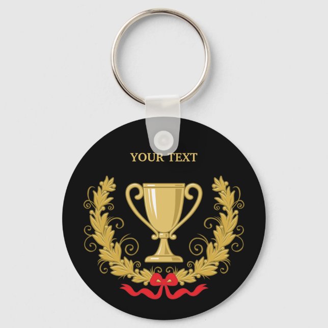 Personalize Trophy Cup [dark] Keychain (Front)