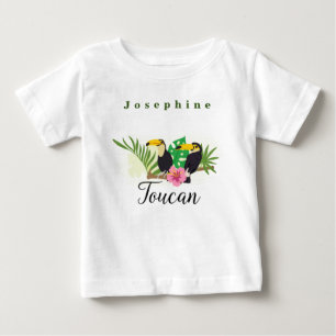 Personalize Tropical Theme Toucan Flowers Hibiscus Baby T-Shirt
