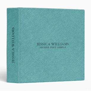 Personalize Turquoise Blue Linen Binder