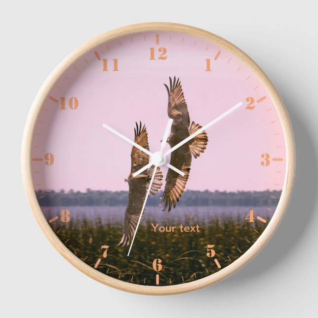 Personalize Two Ospreys in flight Clock (Front)