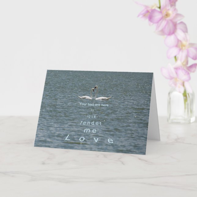 Personalize Two Swans Love me tender love me Card (Orchid)