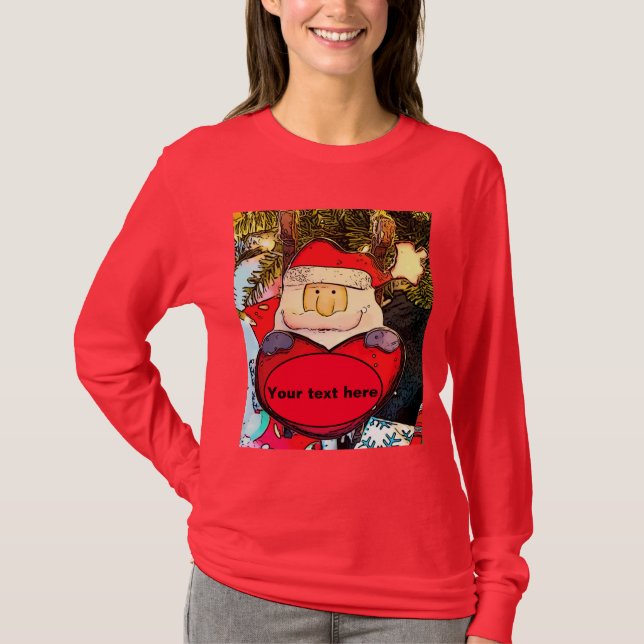 Personalize Ugly Sweatshirt Santa T-Shirt (Front)