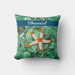 Personalize Underwater Starfish Throw Pillow