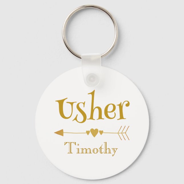 Personalize Usher Wedding Favour Gift Keychain (Front)