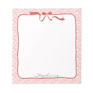 Personalize: Valentine Red Hearts Outline Pattern Notepad