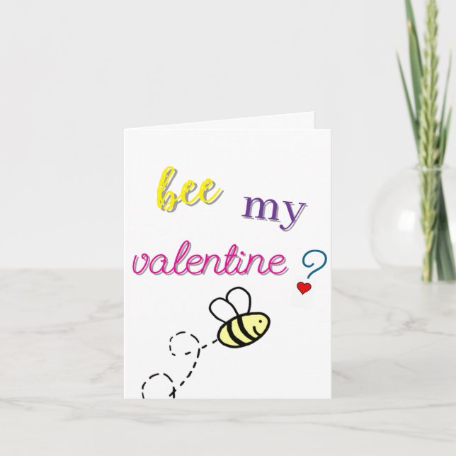 Personalize Valentine's Day Card-Bee My Valentine? Card (Front)
