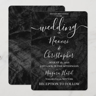 Personalize: Velvet Black Grunge Wedding Invitation