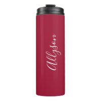 Personalize Vertical Name, White Script, Deep Red
