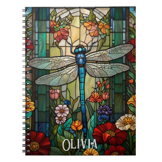 Personalize Vintage art nouveau boho dragonfly  Notebook (Front)