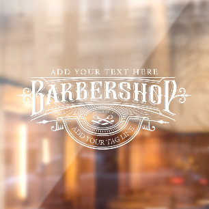 Personalize Vintage Barbershop Business Front Wind Window Cling