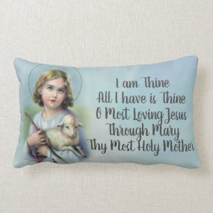 Personalize Vintage Child Jesus with lamb & prayer Lumbar Pillow