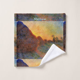 Personalize Vintage Claude Monet Grainstacks Wash  Wash Cloth