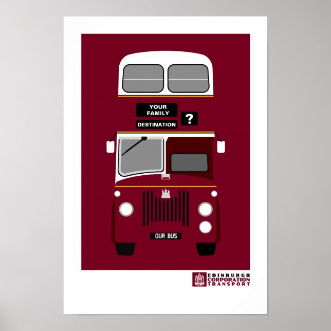 Personalize Vintage Edinburgh Double Decker bus Po Poster (Front)