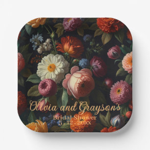 Personalize Vintage floral Paper Plate